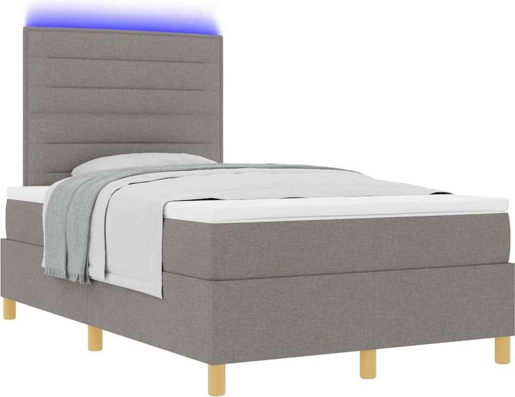 LED Boxspringbett mit Matratze Taupe 120 x 190 cm Stoff