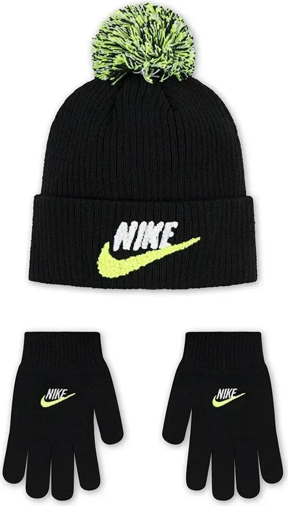 Bonnet Nike Kids Nan Club Noir Chenille Anti-Froid et Confort 4-7 Ans