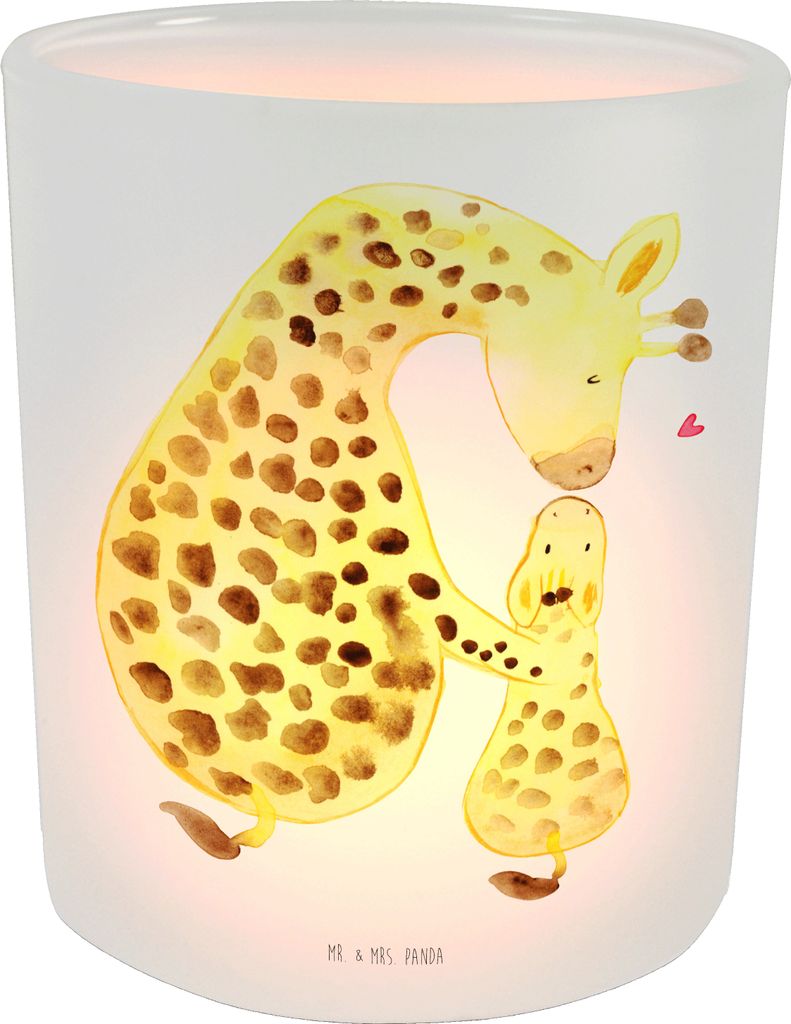 Mr. & Mrs. Panda Kerzenhalter Giraffe Kind - Transparent - Geschenk, Mutter, Glas, Lieblingsmensch, Outdoor Windlicht, Teelichthalter, Mama, Afrika...