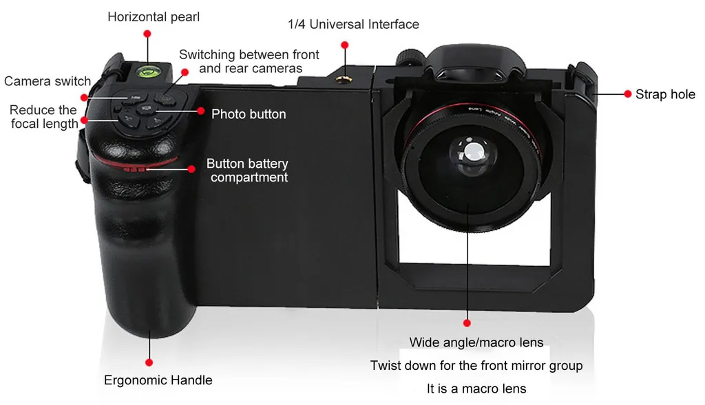 Support smartphone pour vlog avec objectif macro et commande Bluetooth - 8