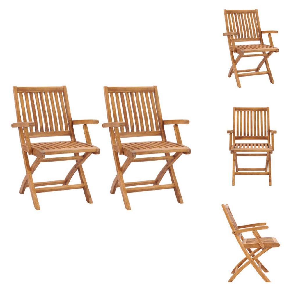 vidaXL Klappbare Gartenstühle 2 Stk. Massivholz Teak - Gartenstühle