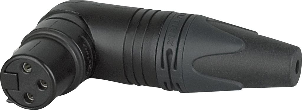 Neutrik XLR 3P 90° Connector - female - Neutrik RX Silberkontakte - schwarzes Metallgehäuse