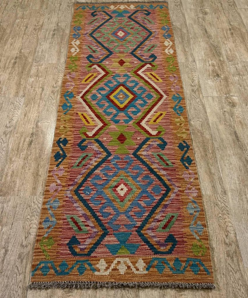 Teppich KELIM ORIGINAL | Farbe: Multi; Größe: 67x213 cm | strapazierfähig und leicht zu reinigen | Wohnzimmer | Schlafzimmer
