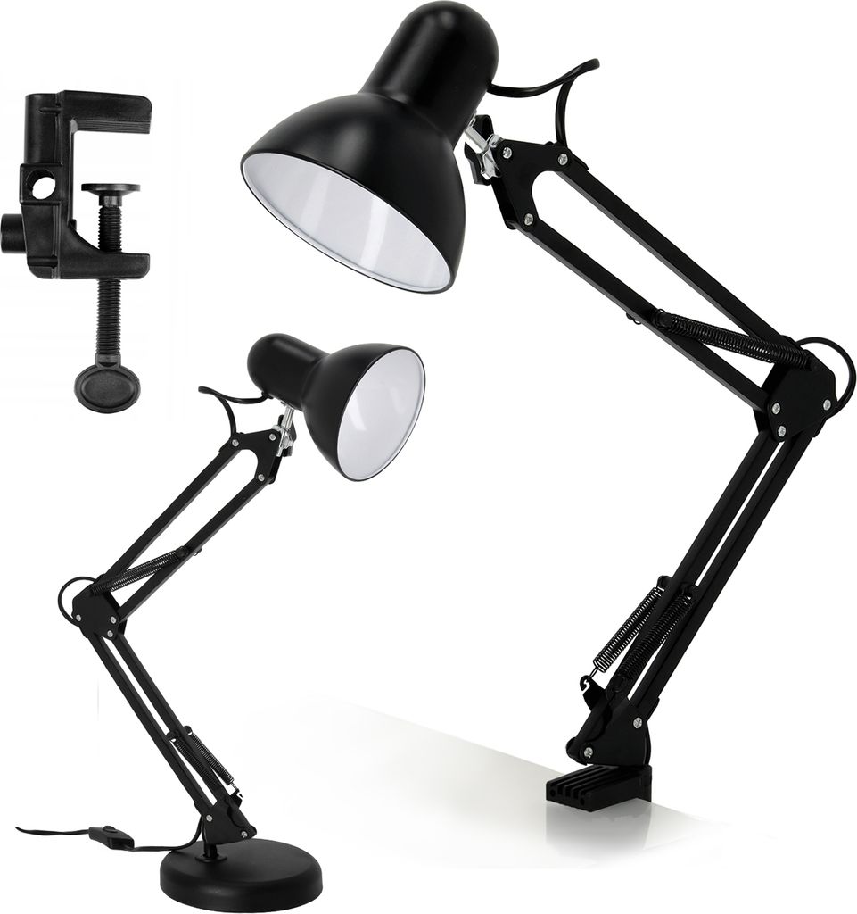 Schul-Schreibtischlampe AURIQ Schwarz 2in1 1xE27 60W Produktbild 
