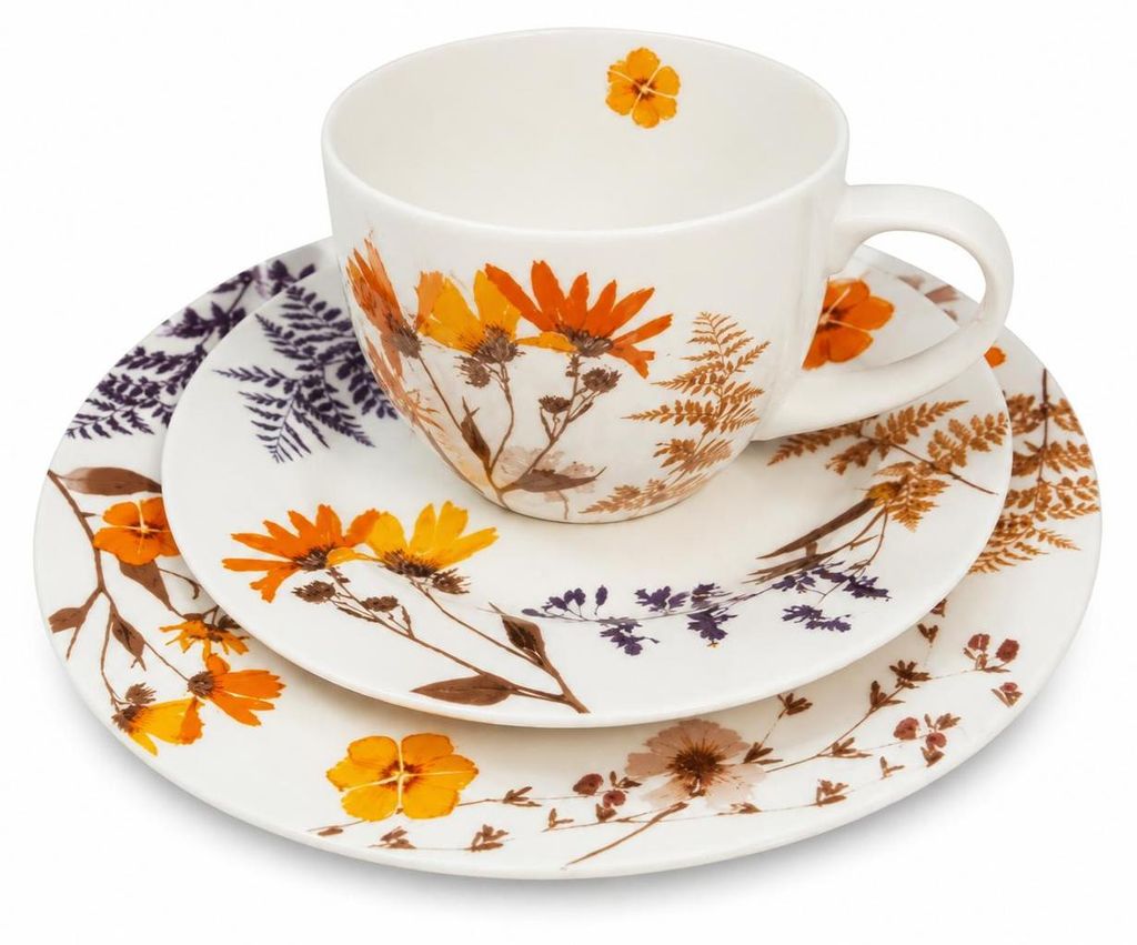 Weltbild Kaffeeservice 12tlg Wildblumen Porzellan Tassen Produktbild 