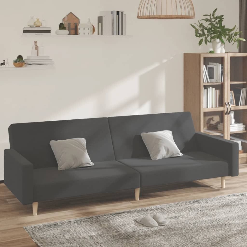 CLORIS Schlafsofa 2-Sitzer Dunkelgrau Stoff - Ecksofas LL0000255818