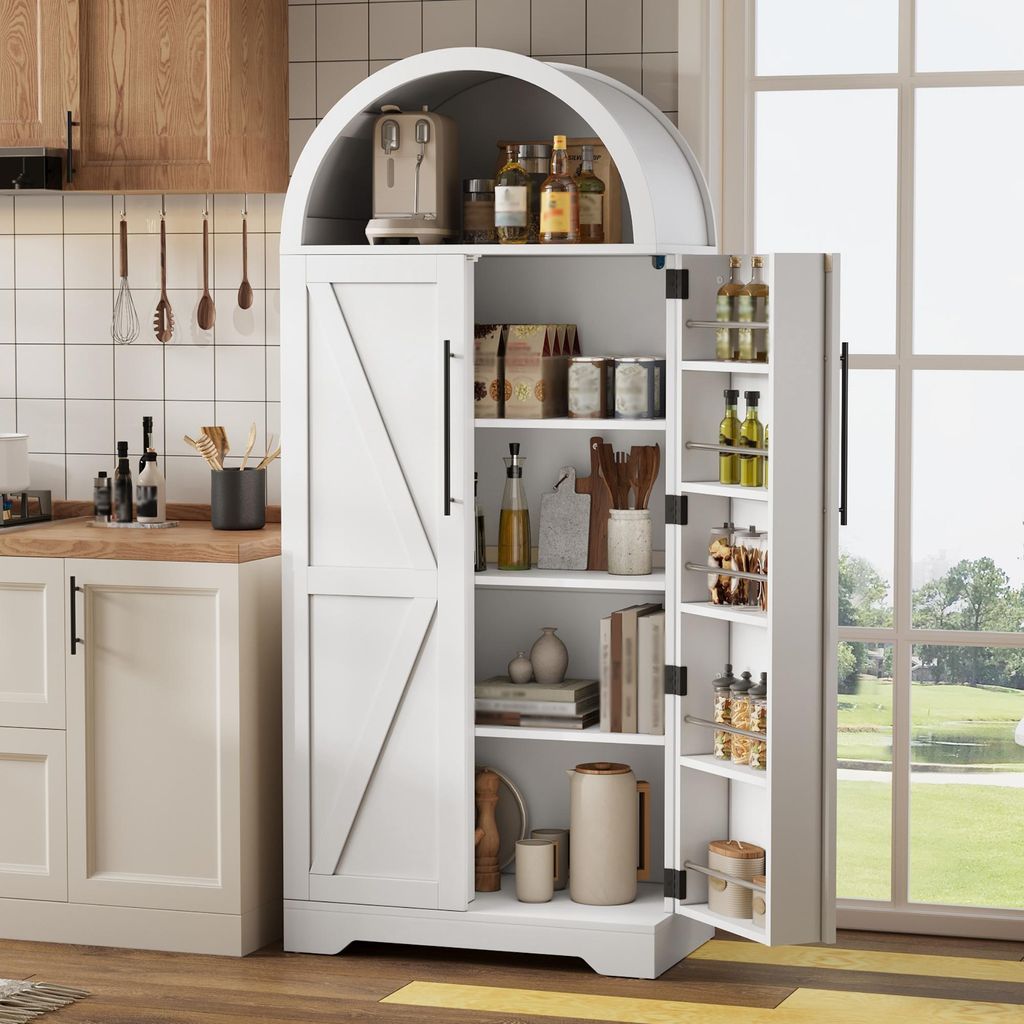 Armadio curvo a doppia anta, mobile da cucina con ampio Immagine del prodotto 