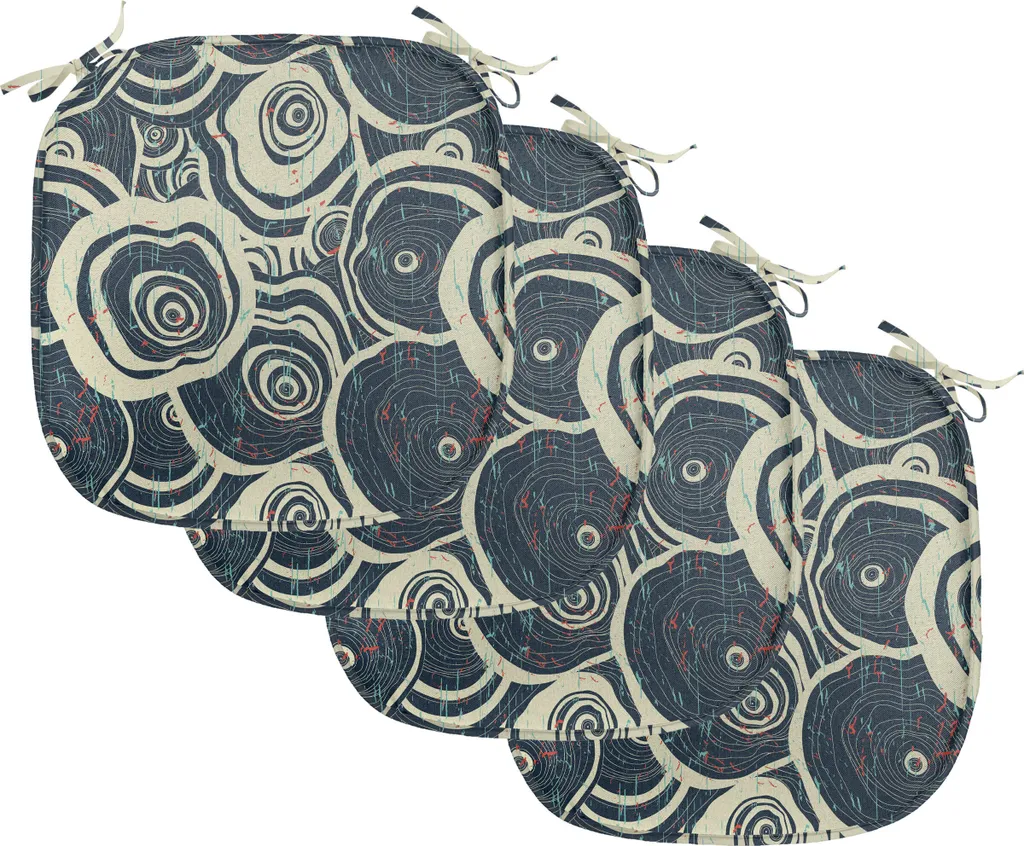 Lot de 4 Coussins de Chaise Imperméables 40x40 cm Design Vert et Bleu