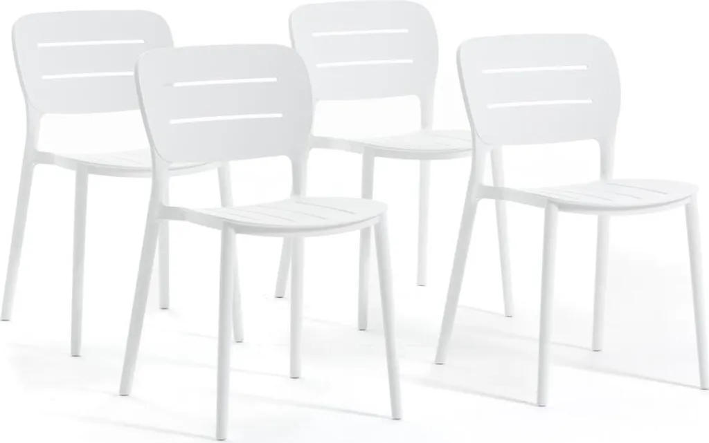 Chaises empilables légères en polypropylène blanc Dora pour terrasse