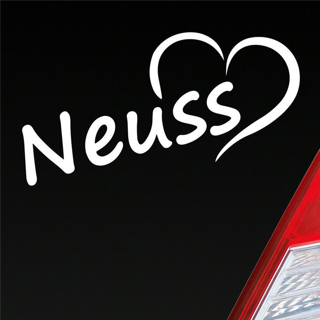 Auto Aufkleber Neuss Herz Stadt City Love Liebe Heimat 9,5x8 cm Weiss Glanz Sticker Heckscheibenaufkleber
