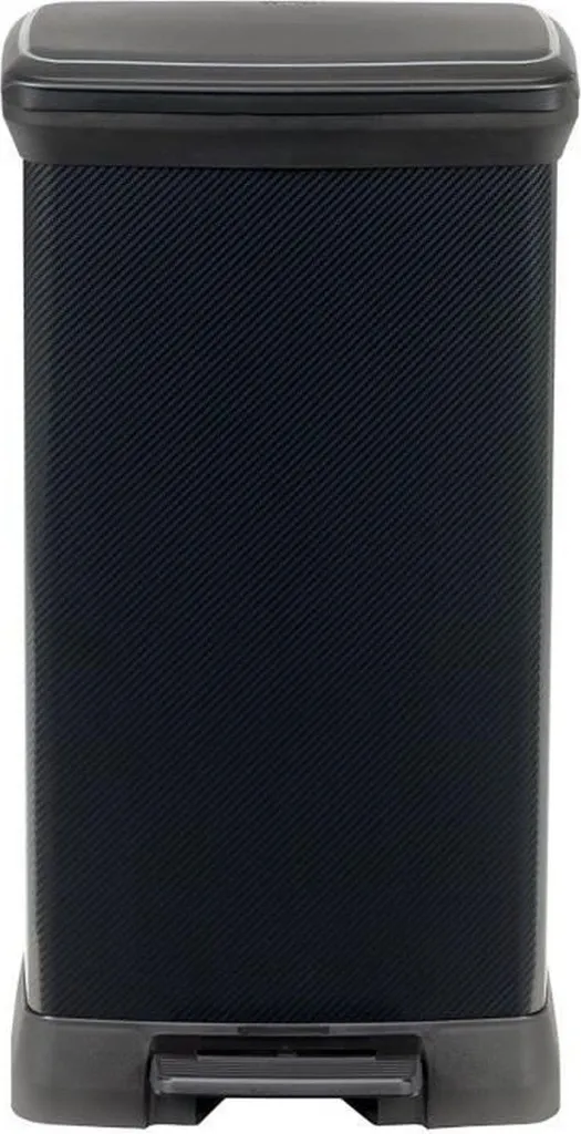 Curver Decobin Poubelle Rectangulaire 50L Carbon Black Design Métal