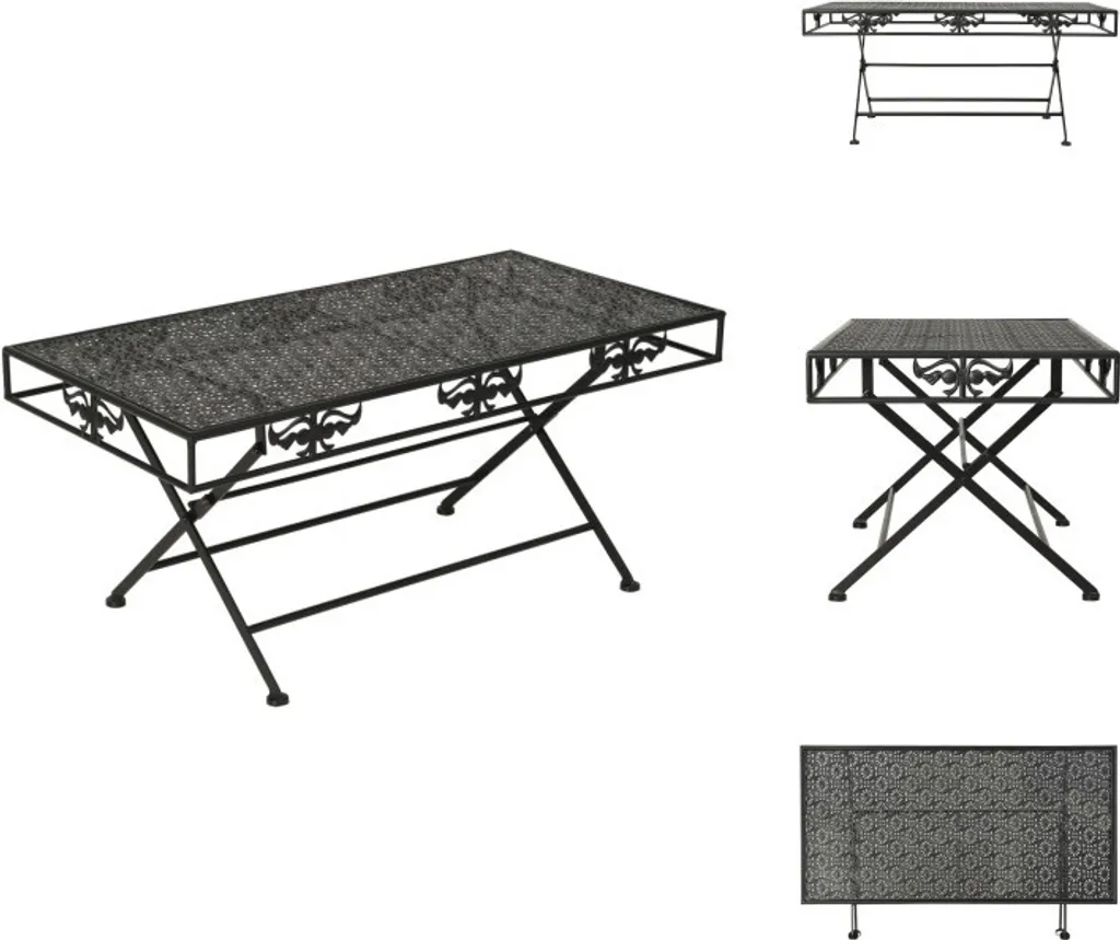 Tavolino da Salotto Pieghevole Vintage Metallo Nero | vidaXL 100x50x45