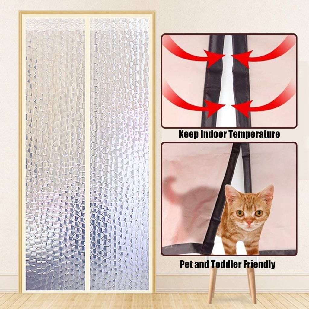 90x200cm Weiß Wärmeschutzvorhang Magnet Thermo Türvorhang Produktbild 3