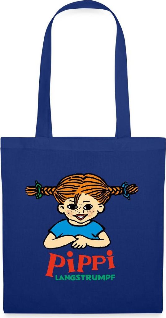 Spreadshirt Pippi Langstrumpf Logo Stoffbeutel, One size, Royalblau