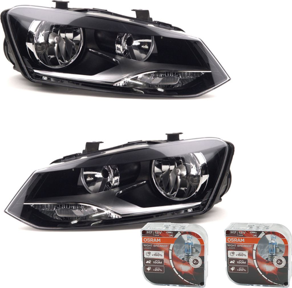 Johns, Scheinwerfer + Osram Night Breaker Laser passend für VW Polo 09 6R 09-14Satz L R 6R1941007E 6R1941007F 6R1941008E 6R1941008F