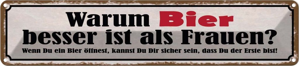 vianmo Blechschild 10x46 cm Warum Bier besser ist als Frauen Spruch Zitat