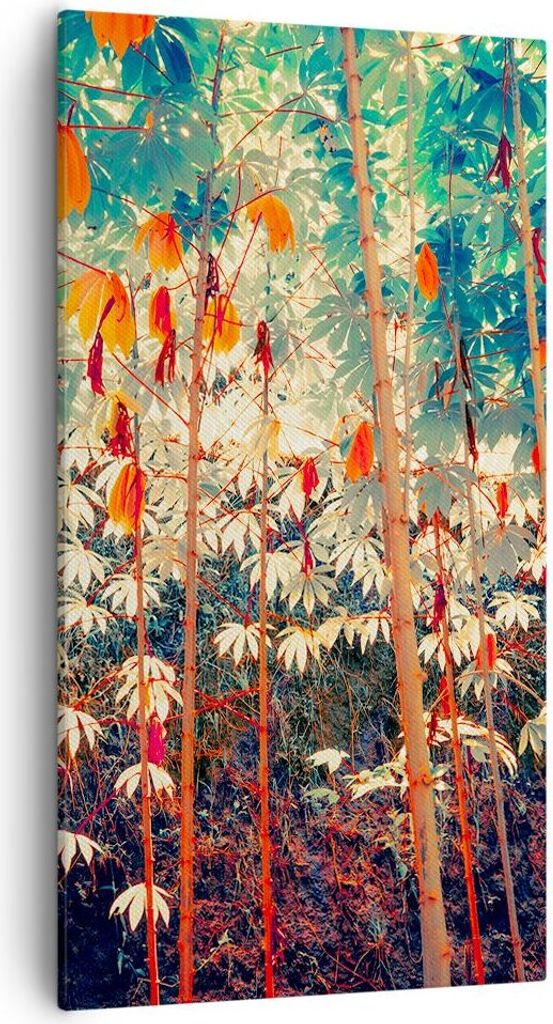 Bild auf Leinwand - Leinwandbild - Einteilig - Pflanzen tropisch orange - 55x100cm - Wand Bild - Wanddeko - Wandbilder - Leinwanddruck - Bilder - W...