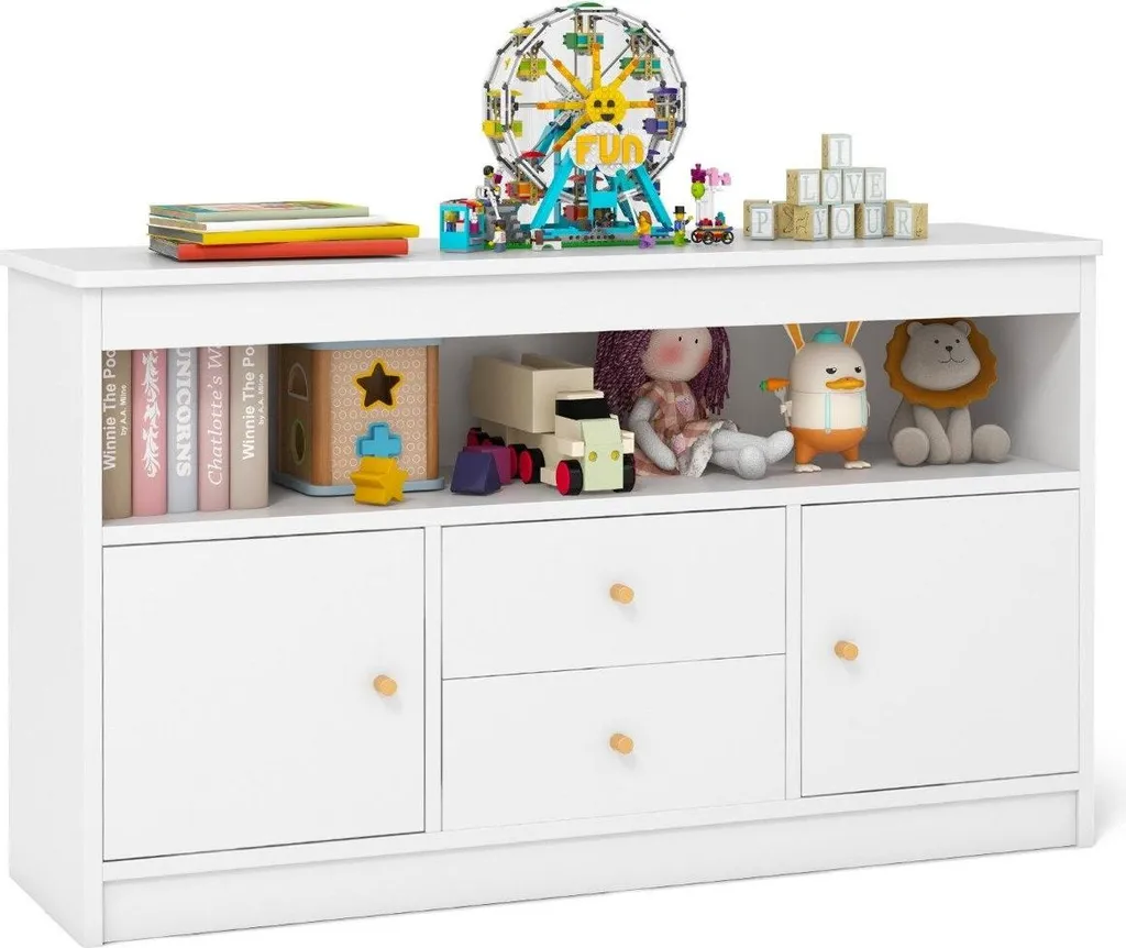 Scaffale Porta Giochi Montessori Bianco Legno | Organizzatore 106cm