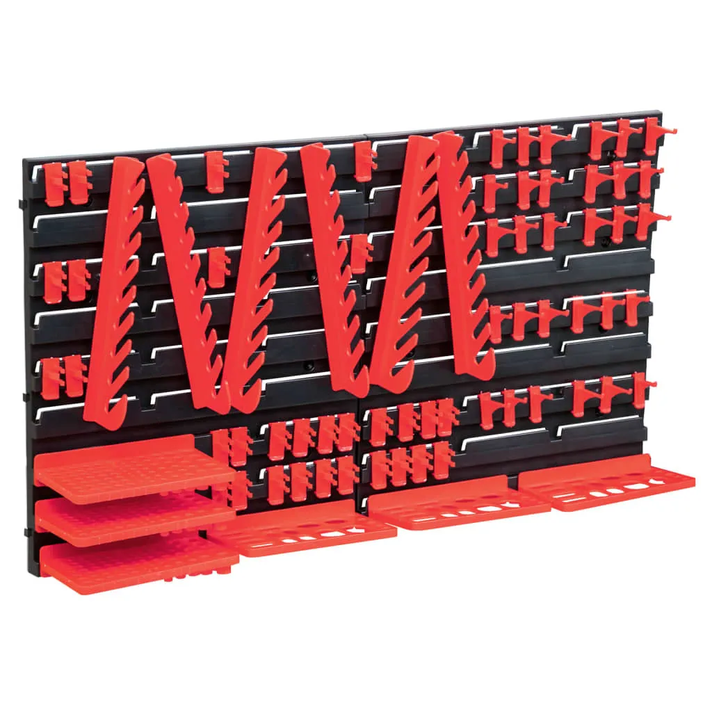 Système de stockage 71 pièces avec panneaux muraux rouge et noir
