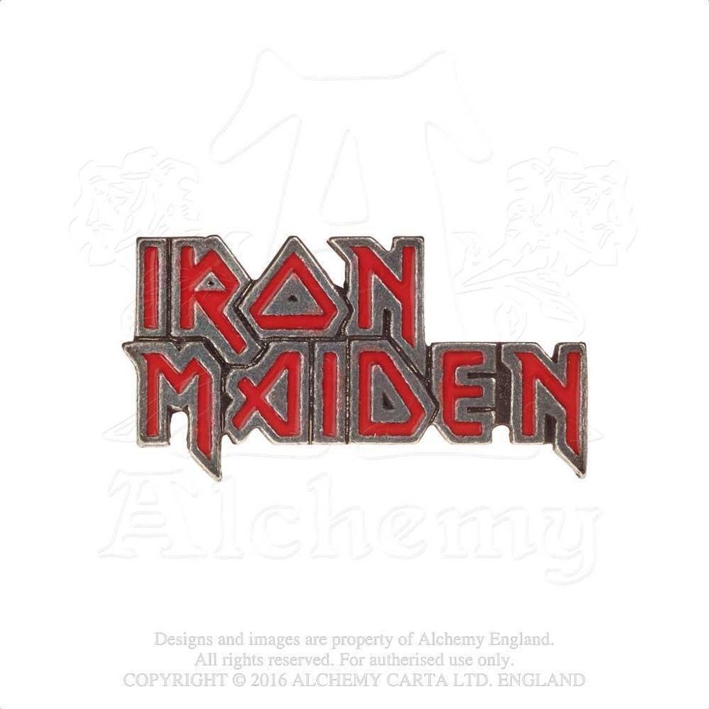Iron Maiden - Logo - Abzeichen, Emaille RO134 (Einheitsgröße) (Rot/Dunkelgrau)