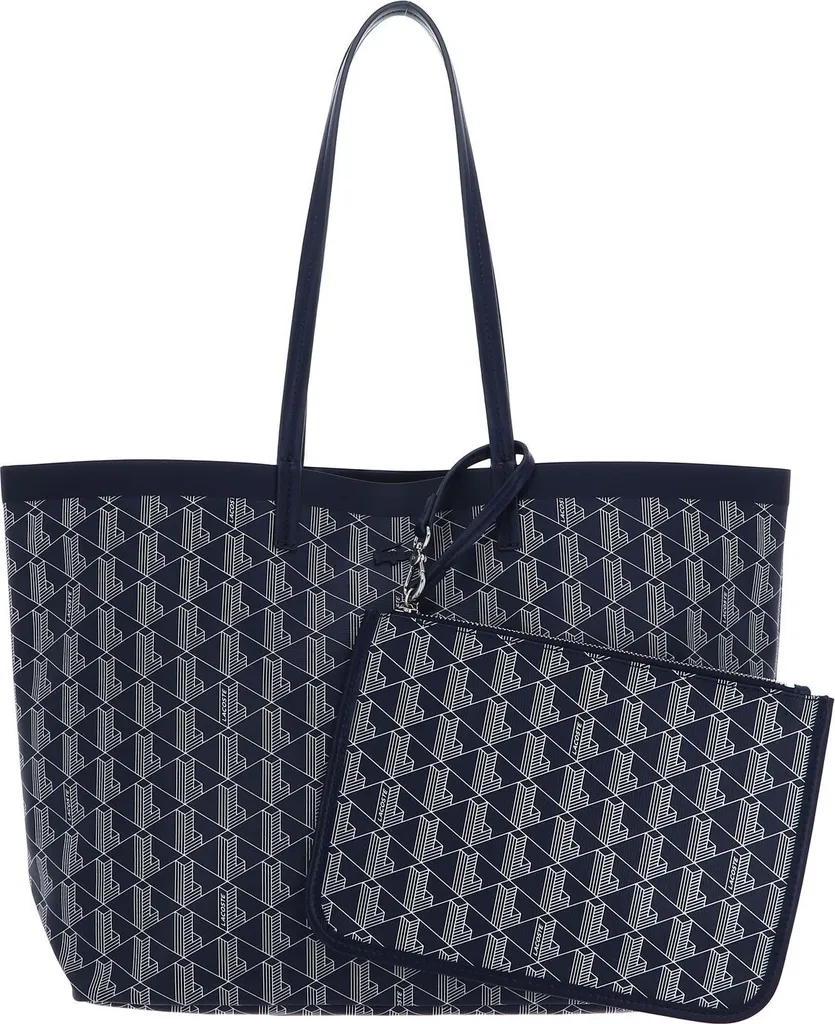 LACOSTE Sac à épaule Shopper Zel Mono Marine 166 Bleu - Sac Cabas Femme