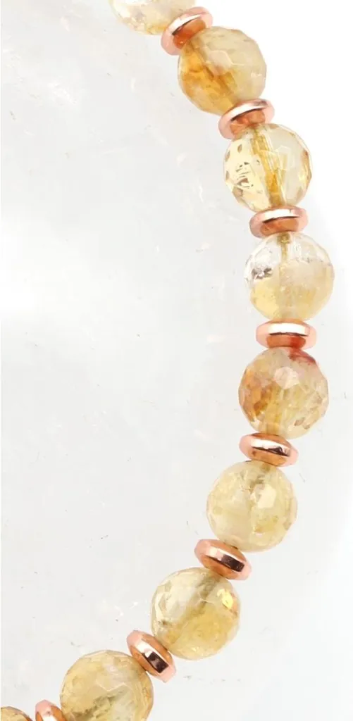 Bracelet citrine réglable anti-allergie, perles 6 mm en macramé - 2