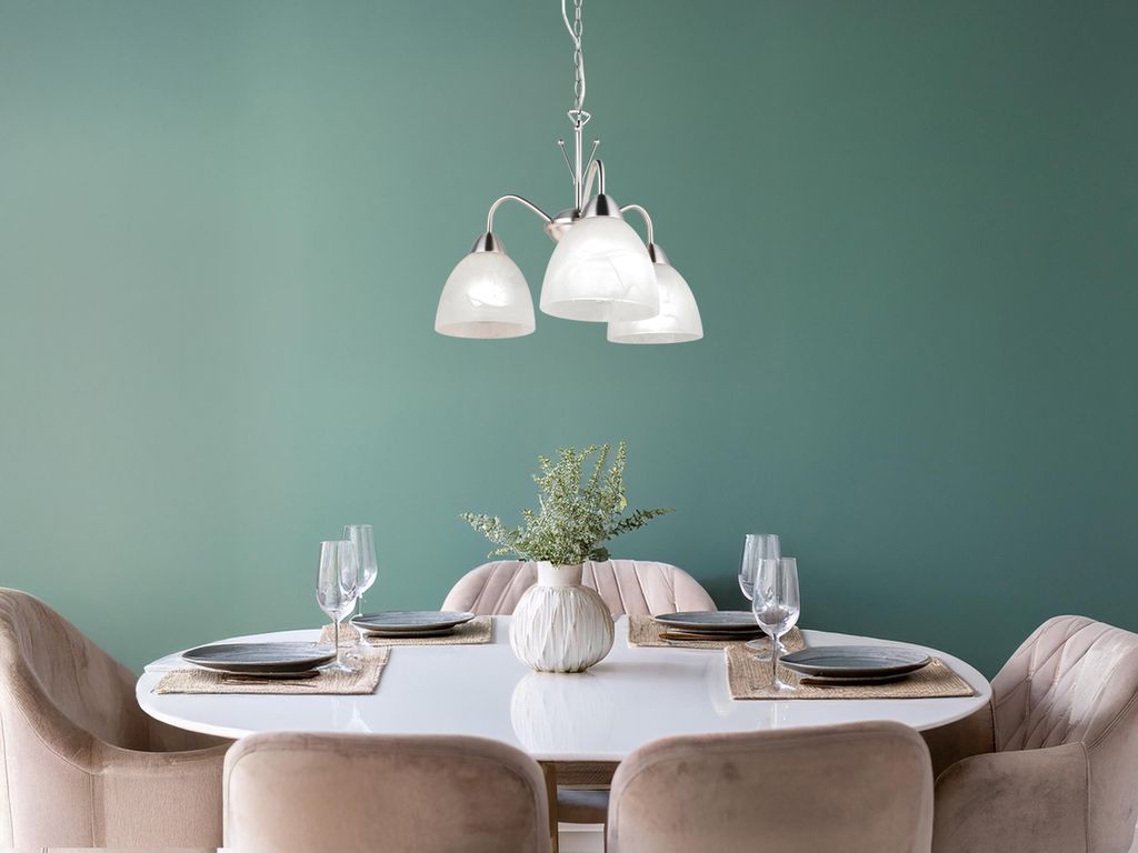 LED Pendelleuchte 3-flammig, Designklassiker Esstischlampe mit Glasschirmen