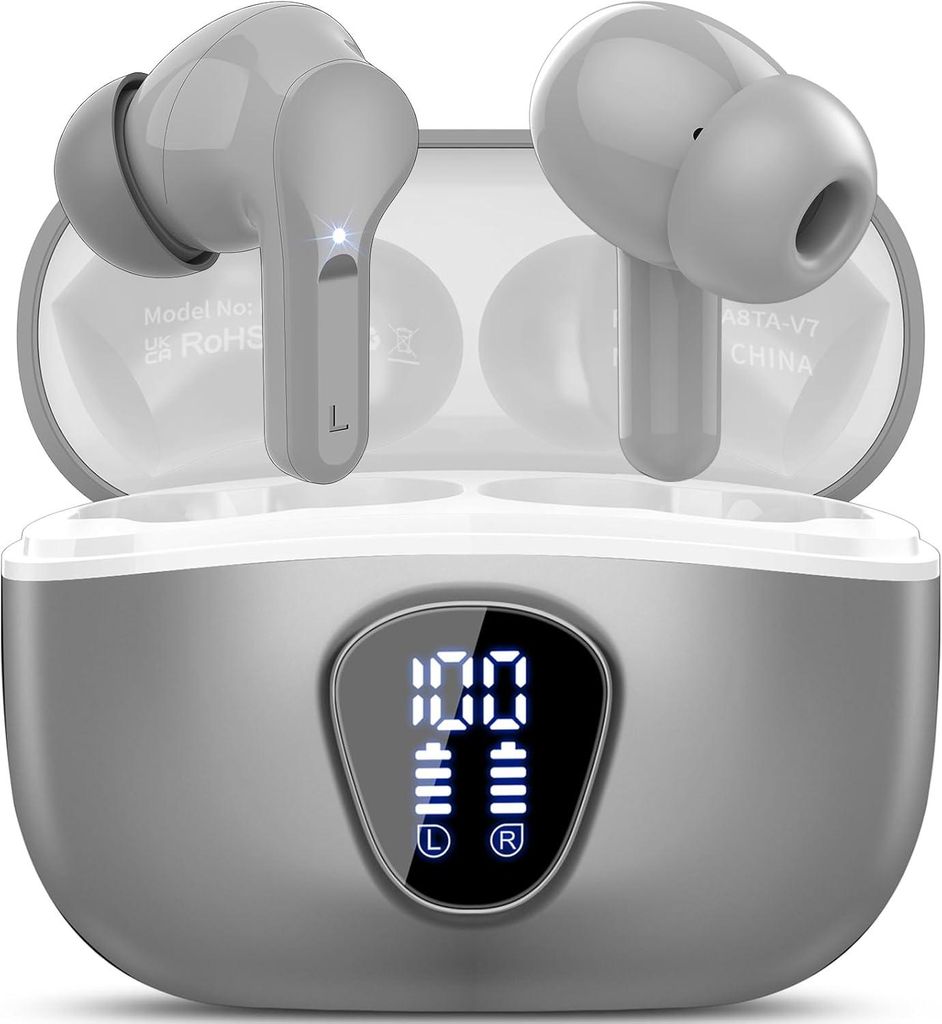 Bluetooth 5.4 In Ear Kopfhörer , 4 ENC Noise Cancelling Mic Ohrhörer, HiFi Stereo Tiefbass, 40H Spielzeit, LED-Anzeige, IP7 wasserdichte,Touch Co...