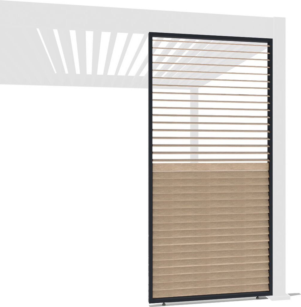 Holzoptik Wand für Pergola | drehbare Lamellen | Aluminium | 3 Maße