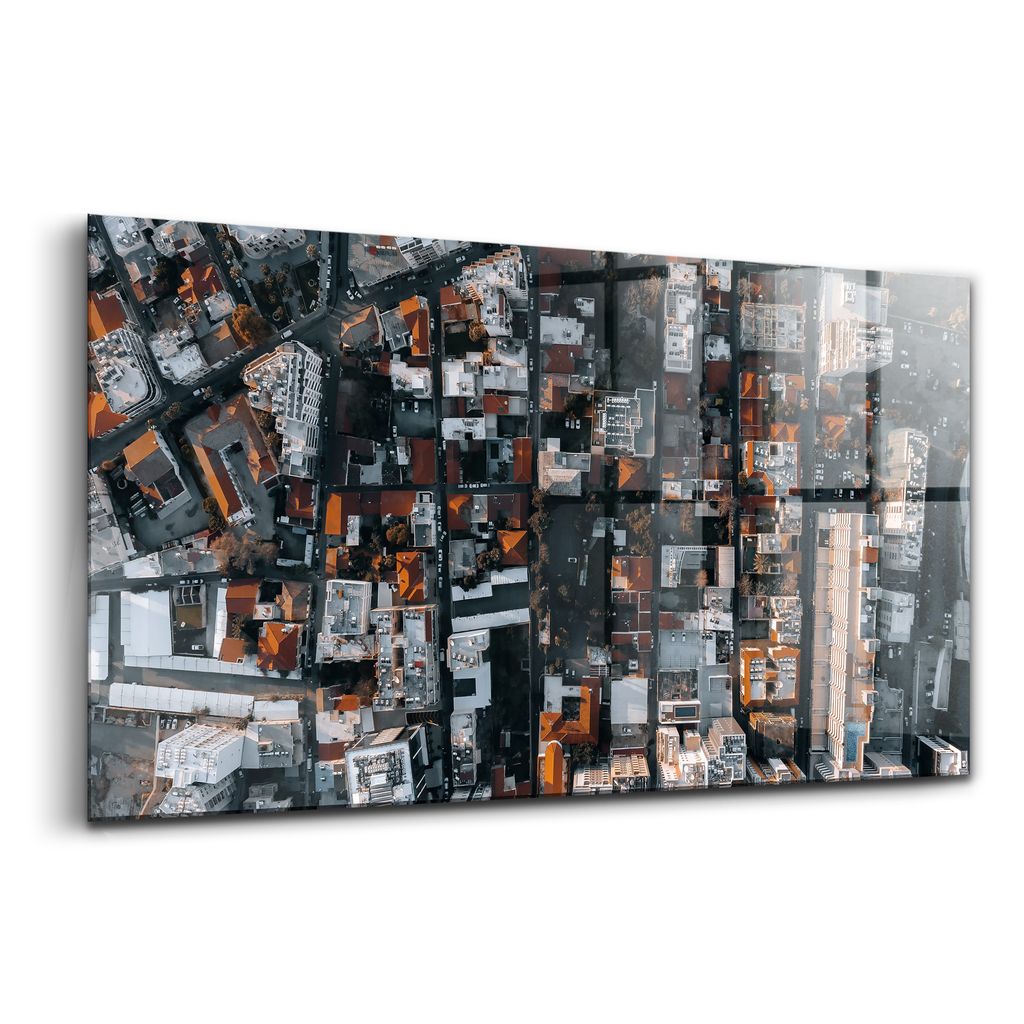 Glasmalerei - dekorative Malerei - moderne Malerei - 100x50 - Blick auf Zypern Limassol von oben
