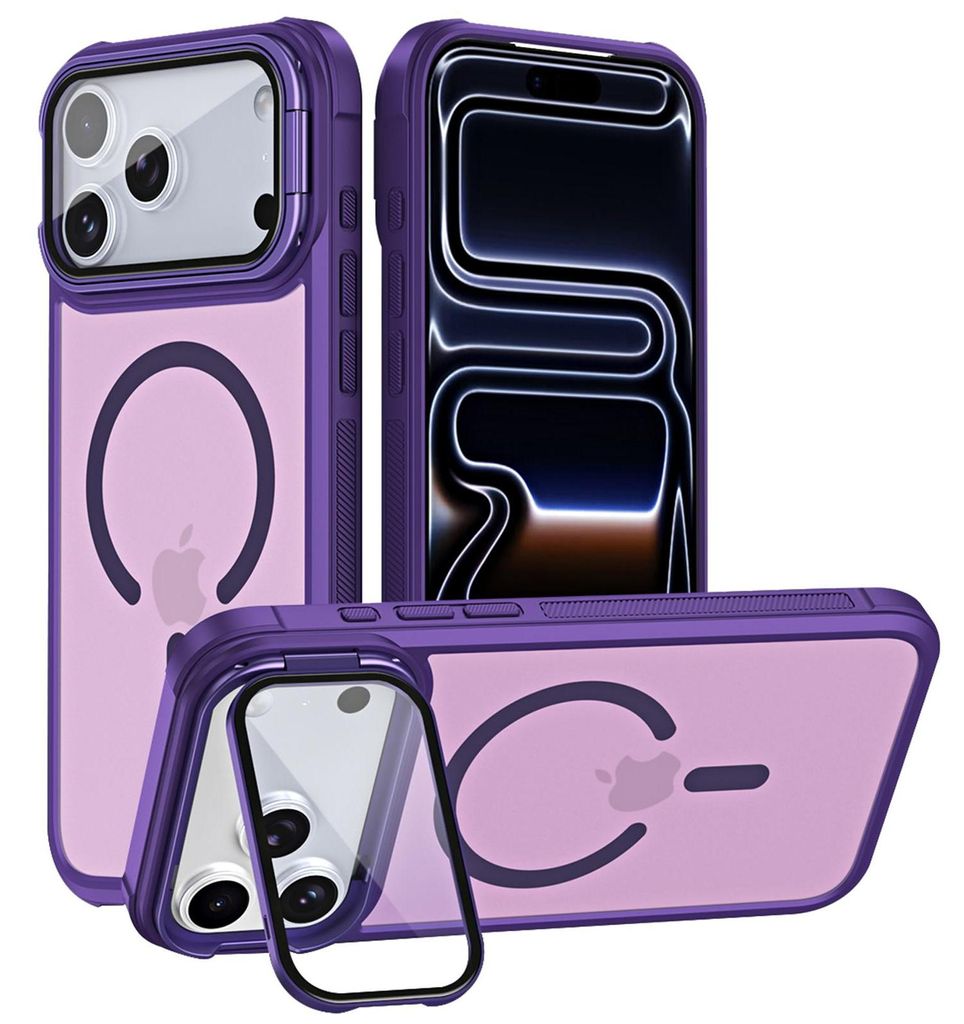 Schutzhülle für iPhone 17 Pro Hülle, kompatibel mit MagSafe klappbarer Kamera Schutz Glas Ständer