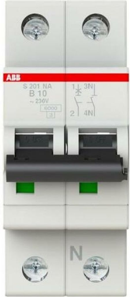 LS-Schalter, 6kA, B, 10A/1pol+N, 2TE, 1 Stk.
