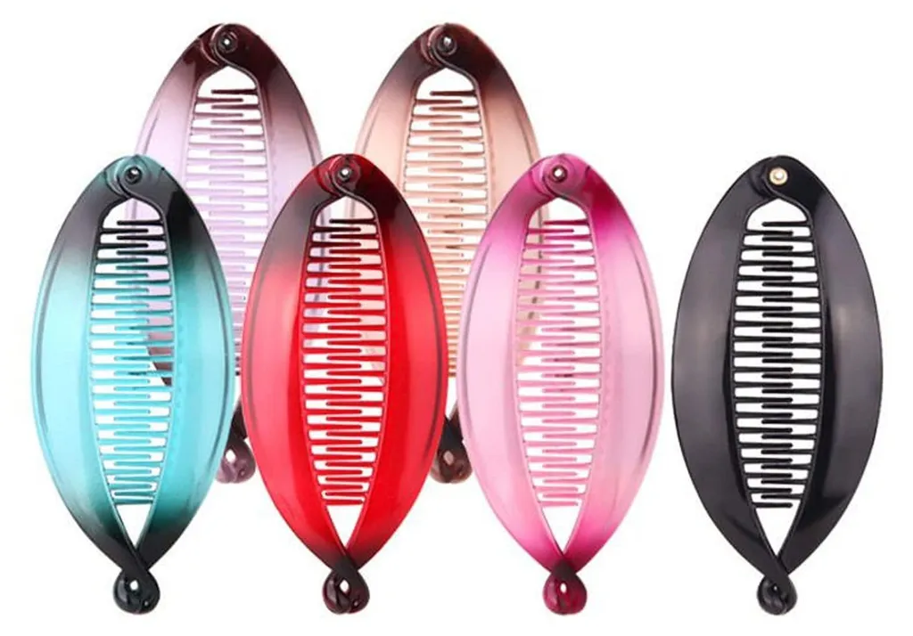 Barrettes banane et peignes poisson 14cm pour femmes, lot de 6 pièces