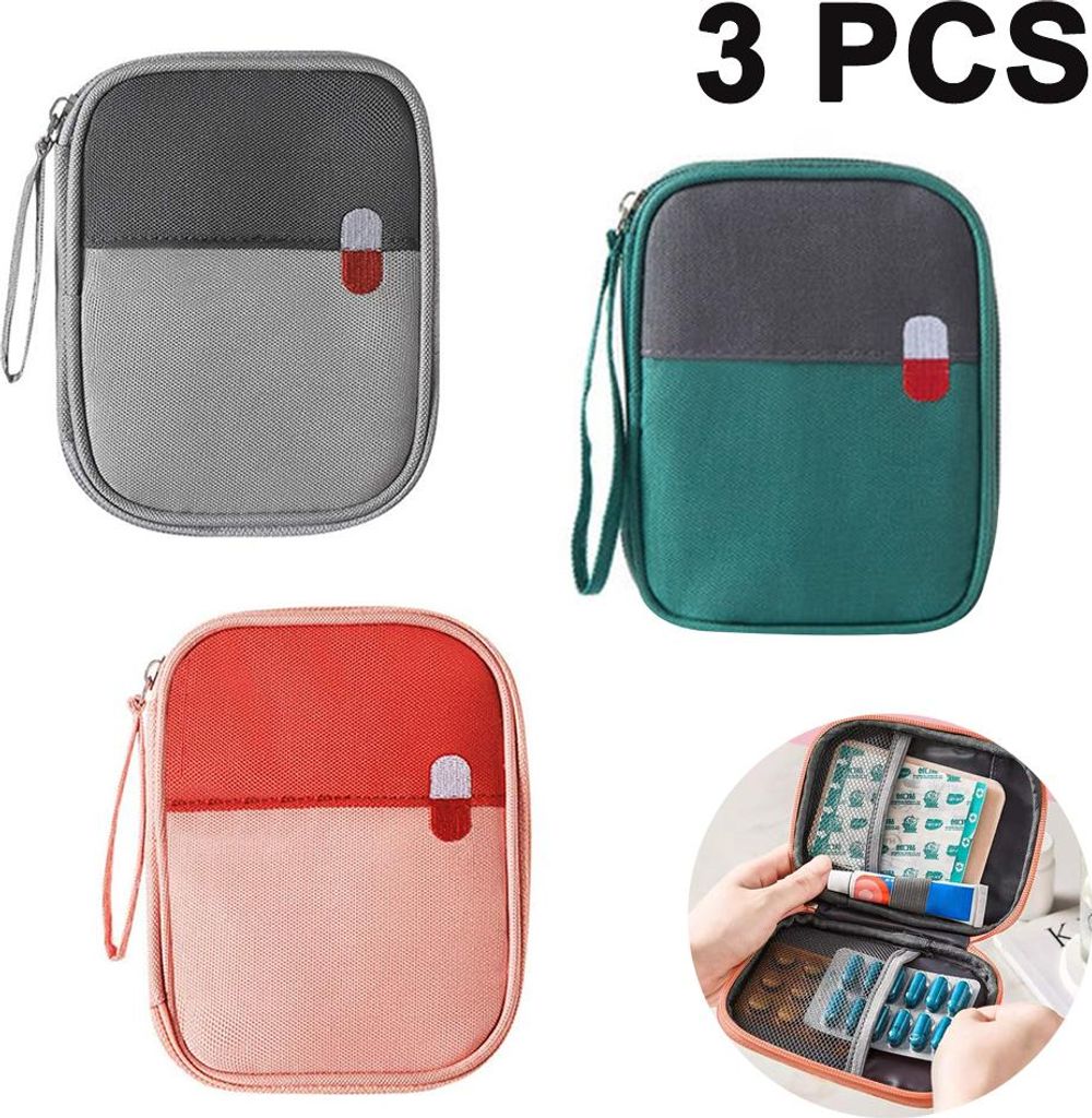 Leere Erste-Hilfe-Tasche – Kleine Medizintasche für Auto, Zuhause, Büro, Küche, Outdoor – Notfalltaschen mit Kreuzaufnäher – Leere Rettun...