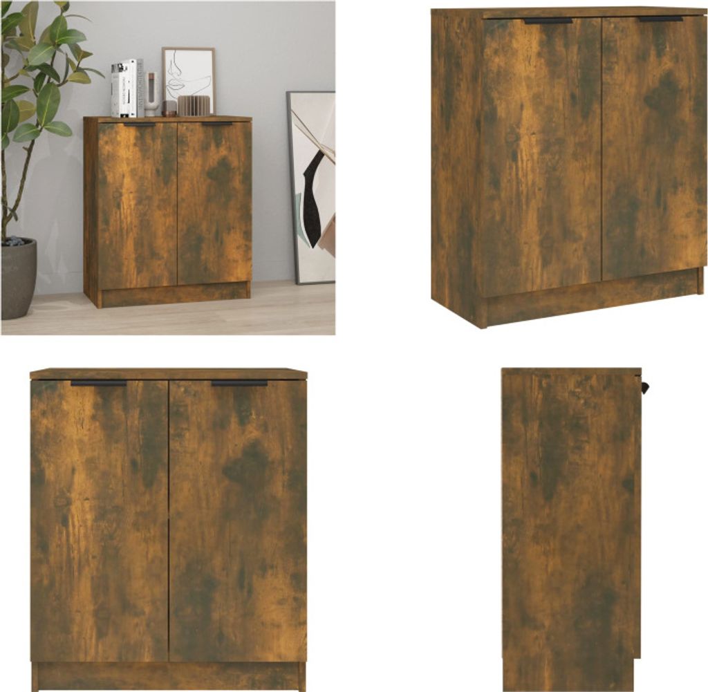 vidaXL Sideboard Räuchereiche 60x30x70 cm Holzwerkstoff - Sideboard - Sideboards - Schrank - Aufbewahrungsschrank