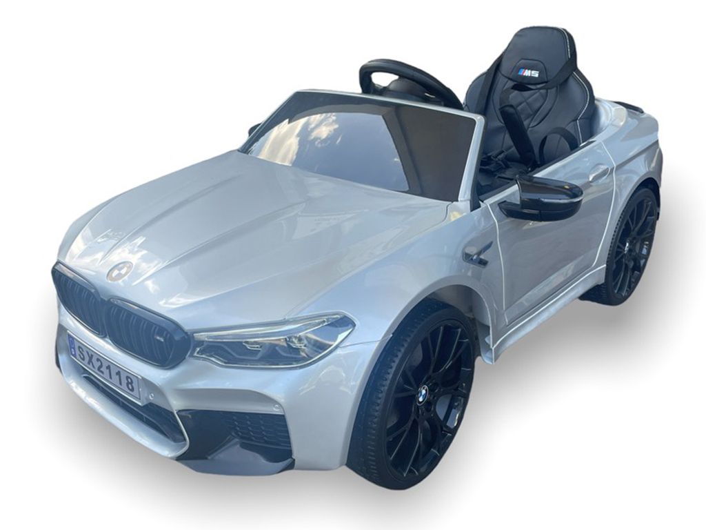 TPFLiving Elektro-Kinderauto BMW M5 silber - Sportwagen für Kinder - Kinderauto BMW M5 - Elektroauto für Kinder - Kinderfahrzeug ab 3 Jahren
