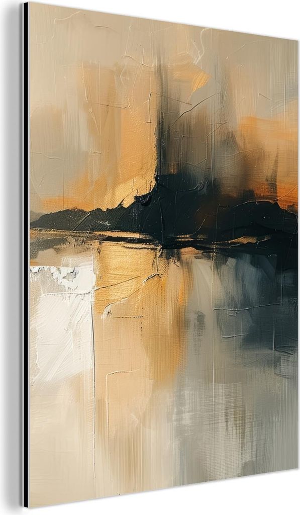 MuchoWow Wanddekoration Metall Metallbild Wandkunst 30x40 cm Modern - Abstrakt - Gold - Schwarz MuchoWow Aluminium Gemälde - Bilder