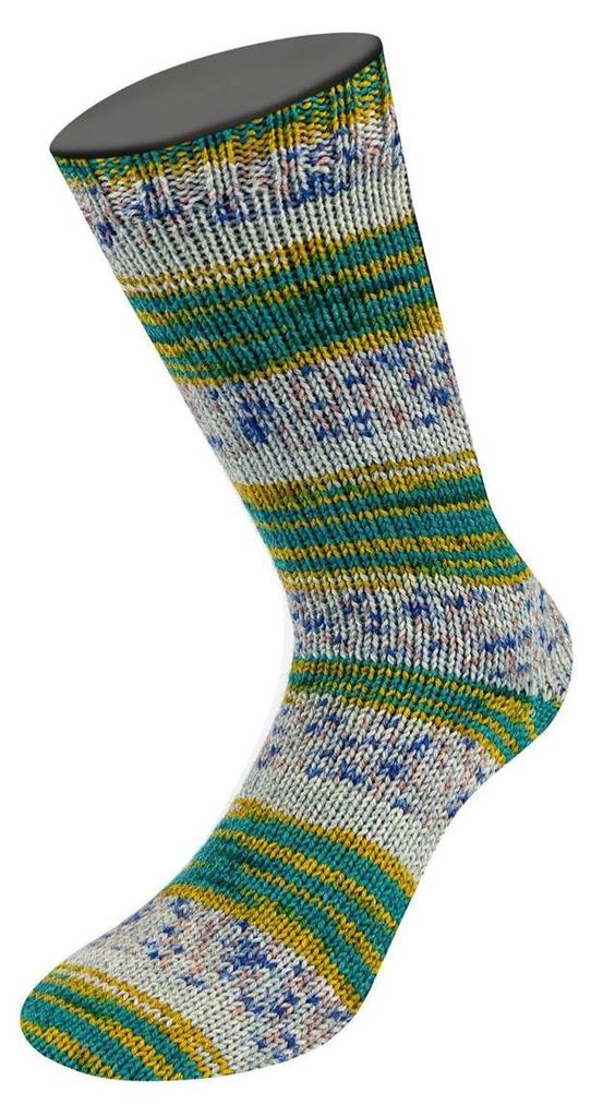 Lana Grossa - Meilenweit 100g Modello 4375 hellgrau karamell amethyst senf dunkelgrün