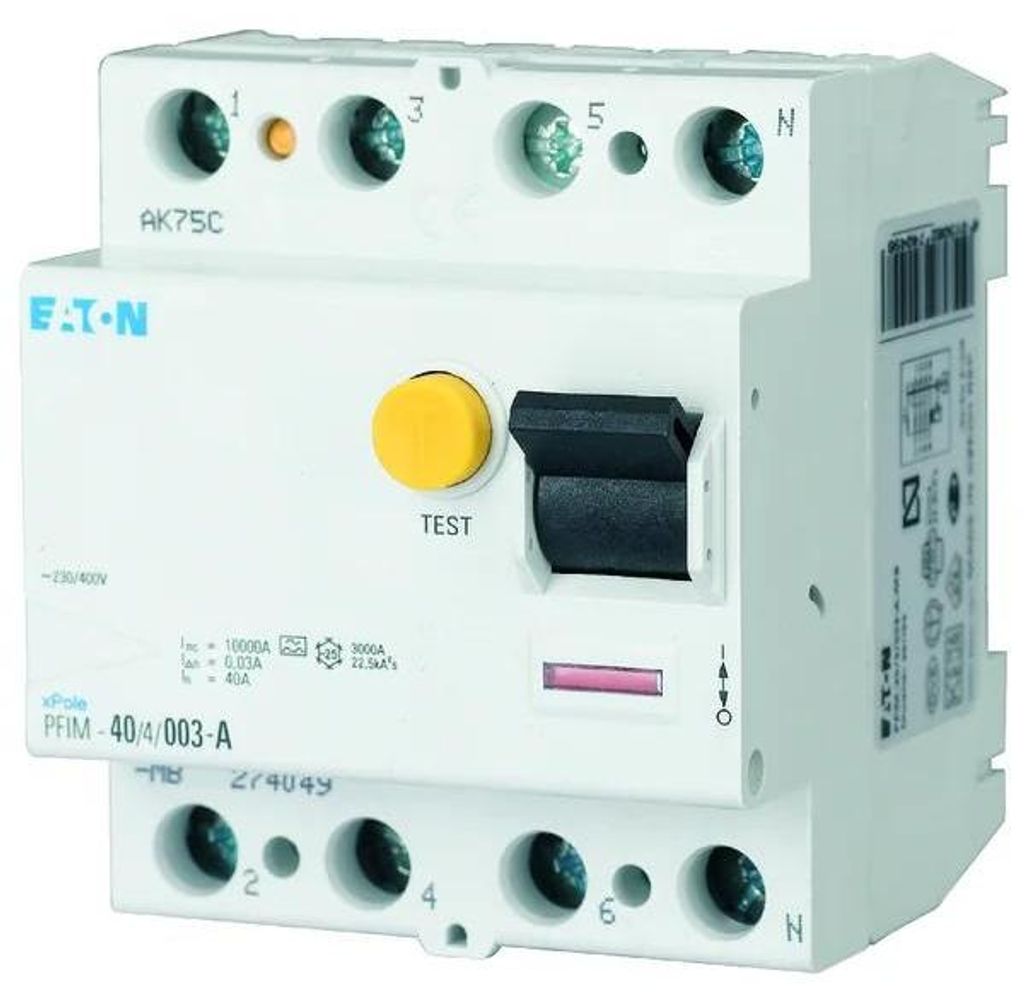 Eaton FI-Schalter Typ A/G 10kA 40A/4pol/30mA Eaton PFIM-40/4/003-G/A-MW, 1 Stk.