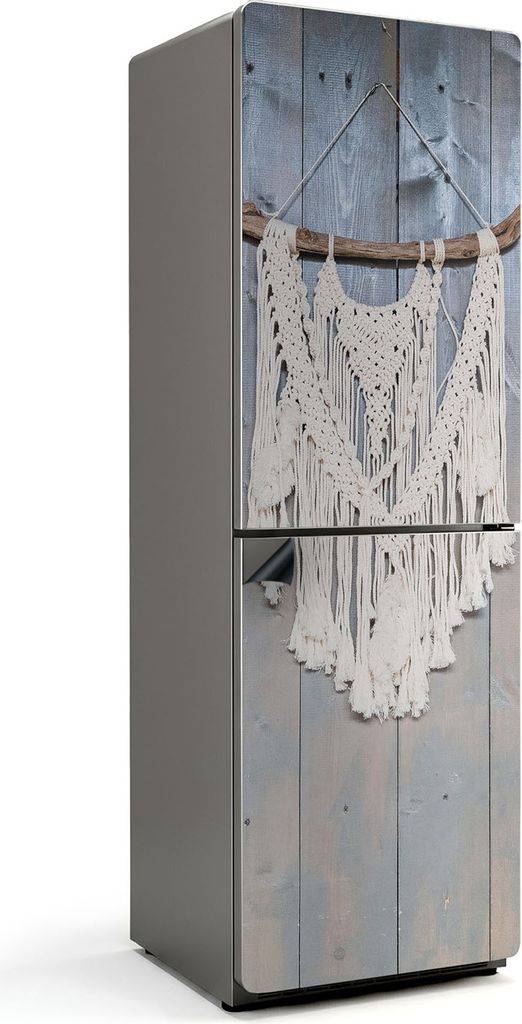 Makramee mit Fransen – Magnetische Kühlschrank Abdeckung – Dekorfolie magnetisch Küche – Kühlschrank Magnet Deko – selbstklebende Magnet...