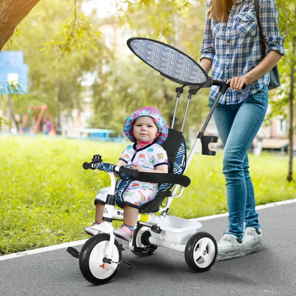 Tricycle enfant pliable avec toit solaire et structure métal robuste - 2