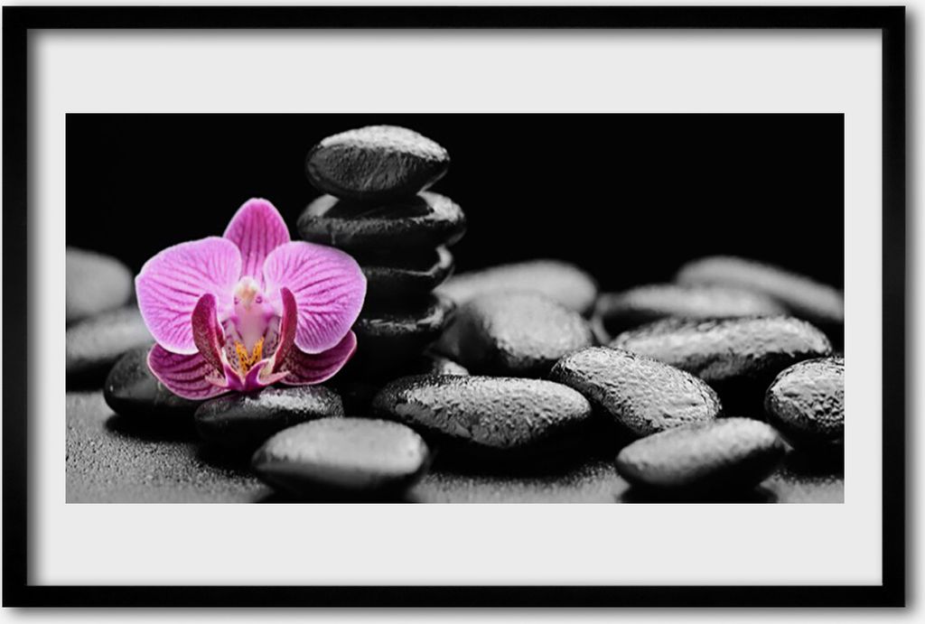 Bild 60x40 MDF-Rahmen Wandkunst Blumen-Stones-Kunst