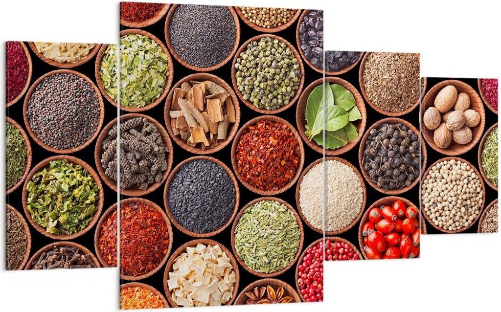 Bild auf Leinwand - Leinwandbild - Gewürz Küche - 160x90cm - Wand Bild - Wanddeko - Wandbilder - Leinwanddruck - Bilder - Kunstdruck - Wanddekora...