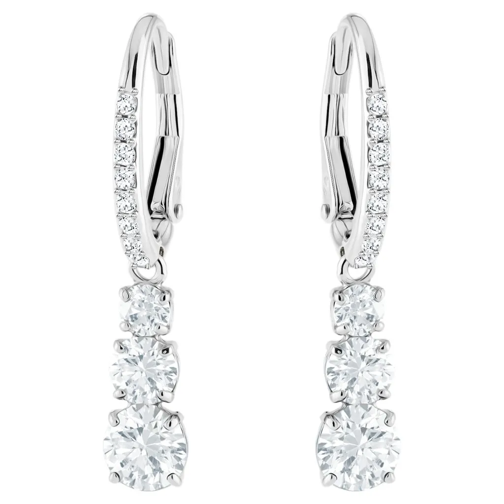 Swarovski Ohrringe 5416155 Attract Trilogy Round, weiss, rodiato