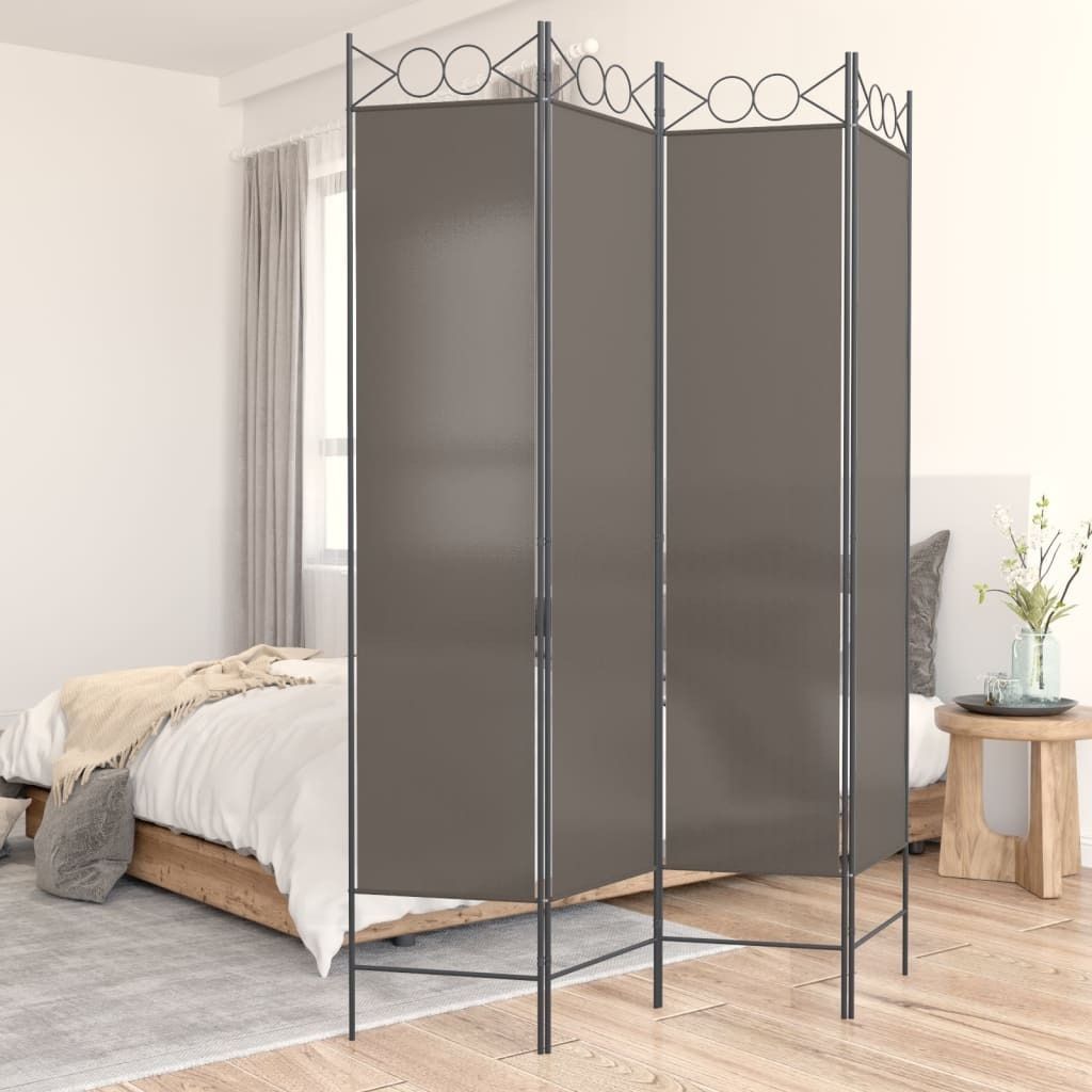vidaXL 4 tlg. Paravent Anthrazit 160x220 cm Stoff - Raumteiler - Paravent - Raumtrenner - Trennwand