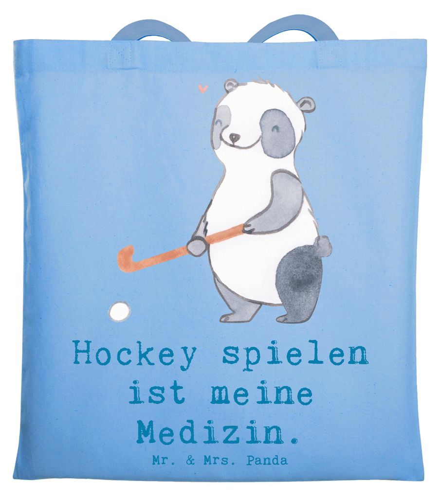 Mr. & Mrs. Panda Tote Bag Panda Hockey spielen - Sky Blue - Produktbild 