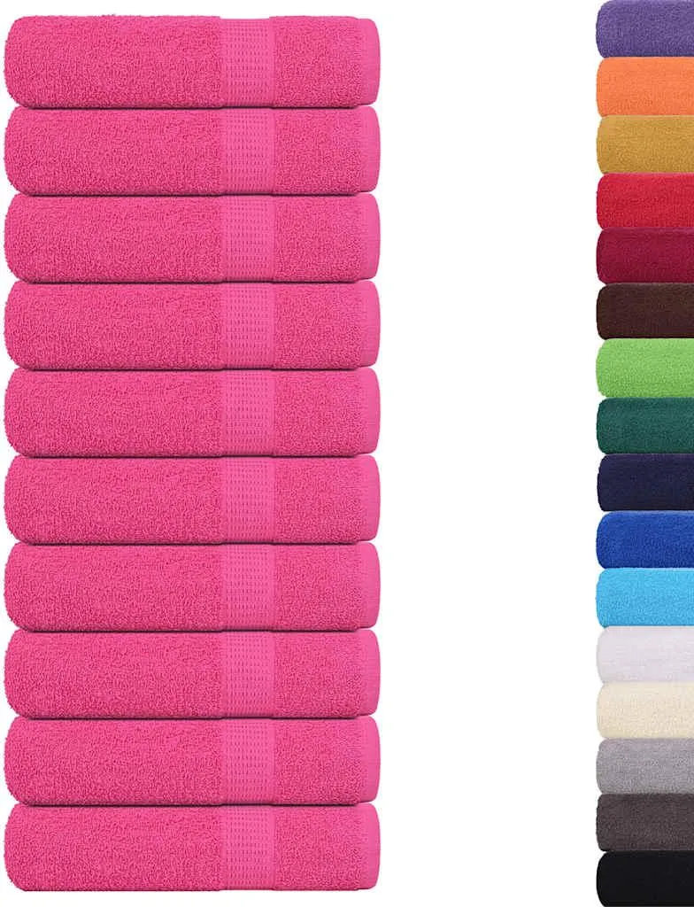 Serviettes de Bain 50x100 cm pour Famille Lot de 10 Pièces Coloris Rose