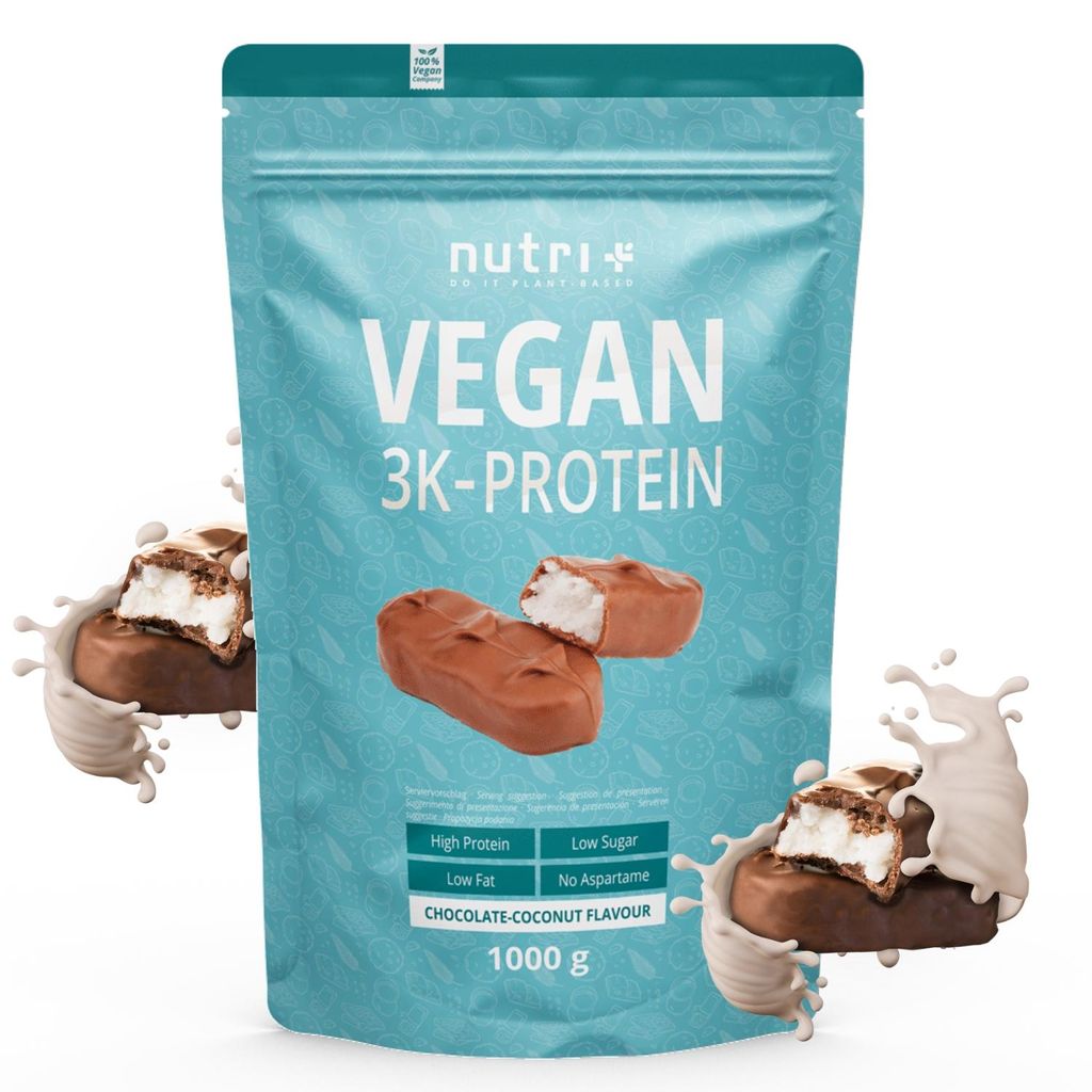 nutri+ Vegan 3K Proteinpulver 1000 g - High Protein - Chocolate-Coconut
