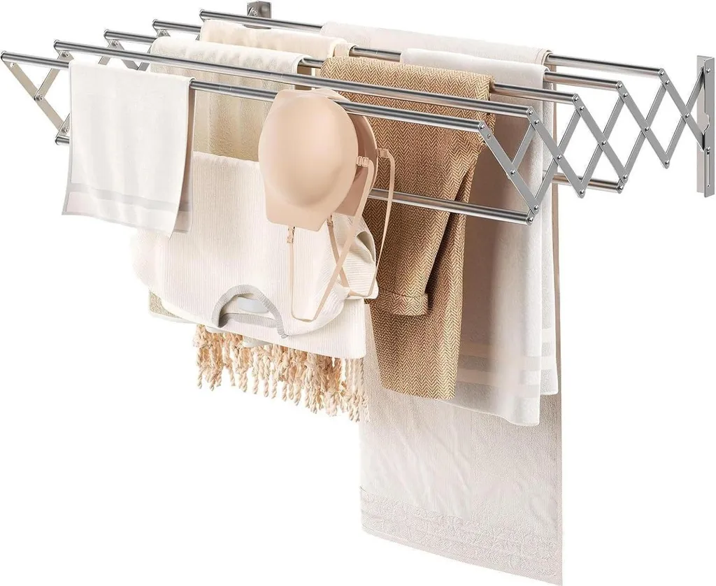 Stendibiancheria Parete Argento 80cm 7 Aste | Design Moderno Bagno