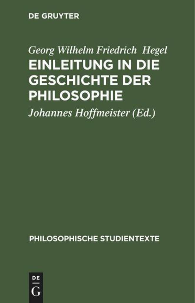 Einleitung in die Geschichte der Philosophie